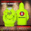 Branson Tractor Grinch Face 3D Hoodie, Zip Hoodie Green AOP Custom Number And Name - Branson Tractor Grinch Face 3D Hoodie
