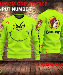 Buc Ee’s Grinch Face 3D Hoodie, Sweater Green Brand Full Print Custom Number And Name - Brand Buc Ee’s Grinch Face 3D Sweater