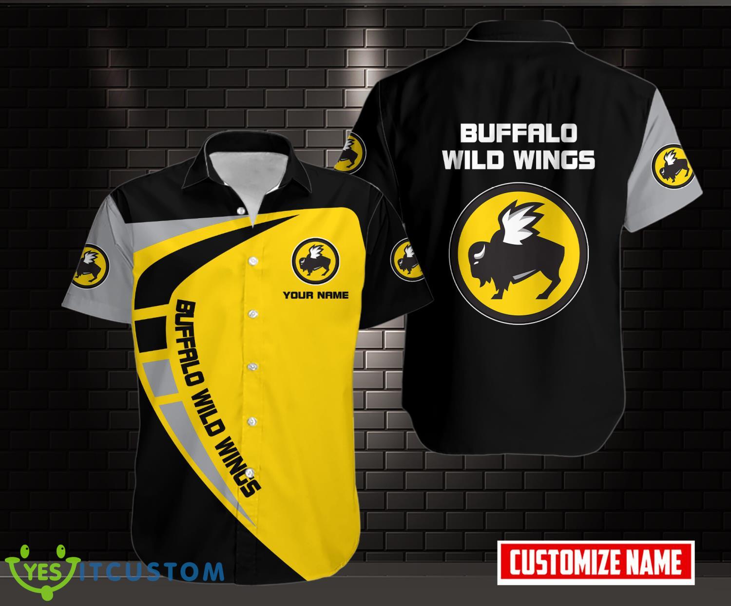 BUFFALO WILD WINGS Logo 3D Printing Hawaiian Shirt Personalized Name 2 BUFFALO WILD WINGS Logo 3D Printing Hawaiian Shirt Personalized Name Product Photo 1