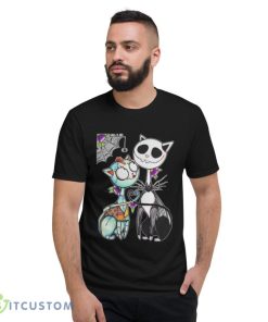 Cat Jack Skellington And Sally Skull Art Happy Halloween T Shirt Product Photo 3