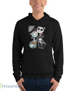Cat Jack Skellington And Sally Skull Art Happy Halloween T Shirt Product Photo 4