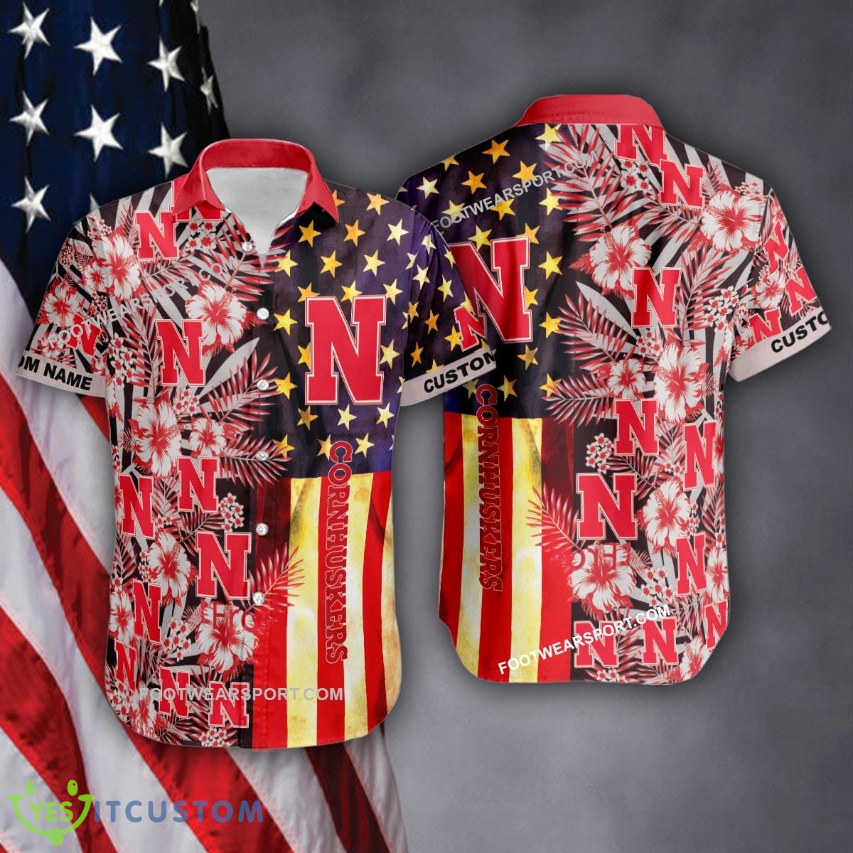 Custom Name NCAA Nebraska Cornhuskers Hawaiian Shirt Flag USA Vintage Flower AOP For Men And Women 5 Custom Name NCAA Nebraska Cornhuskers Hawaiian Shirt Flag USA Vintage Flower AOP For Men And Women - NCAA Nebraska Cornhuskers 3D Hawaiian Shirt Flag USA Flower Style 3