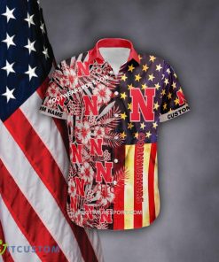 Custom Name NCAA Nebraska Cornhuskers Hawaiian Shirt Flag USA Vintage Flower AOP For Men And Women - NCAA Nebraska Cornhuskers 3D Hawaiian Shirt Flag USA Flower Style 1