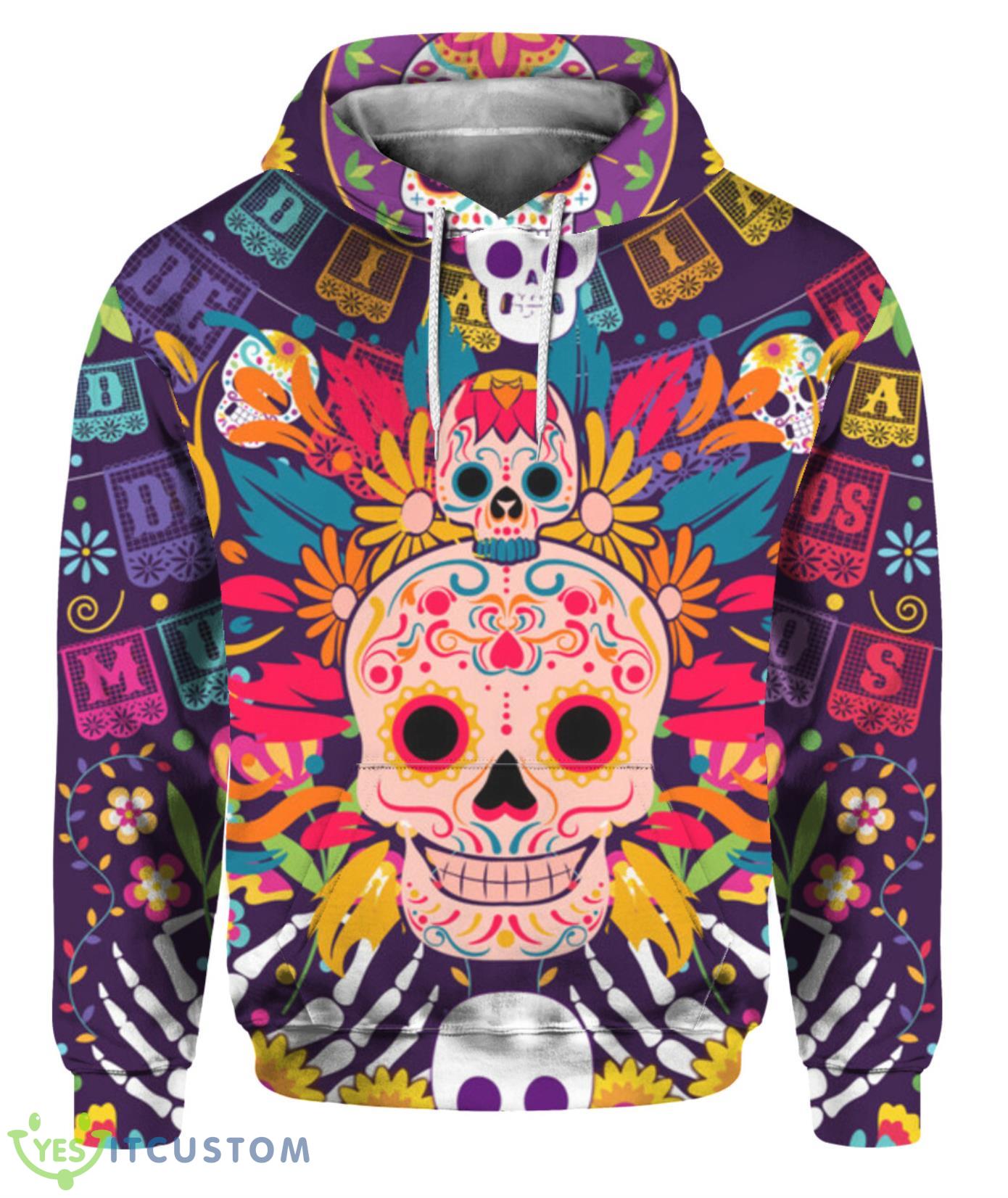 Dia De Los Muertos Sugar Skull All Over Print 3D Hoodie 5 Dia De Los Muertos Sugar Skull All Over Print 3D Hoodie Product Photo 2