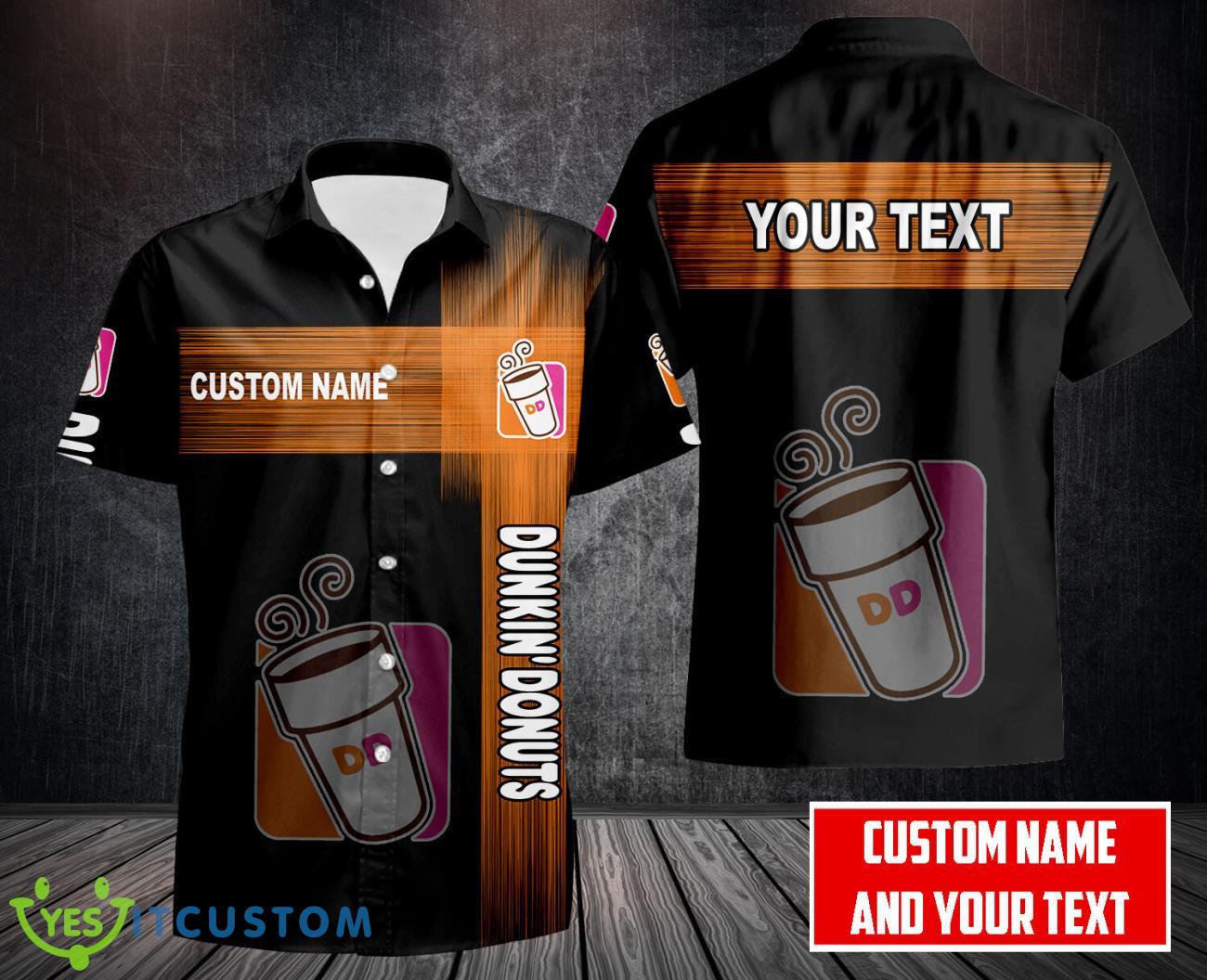 DUNKIN’ DONUTS 3D Printing Hawaii Shirt Button Shirt Custom Name 2 DUNKIN’ DONUTS 3D Printing Hawaii Shirt Button Shirt Custom Name Product Photo 1