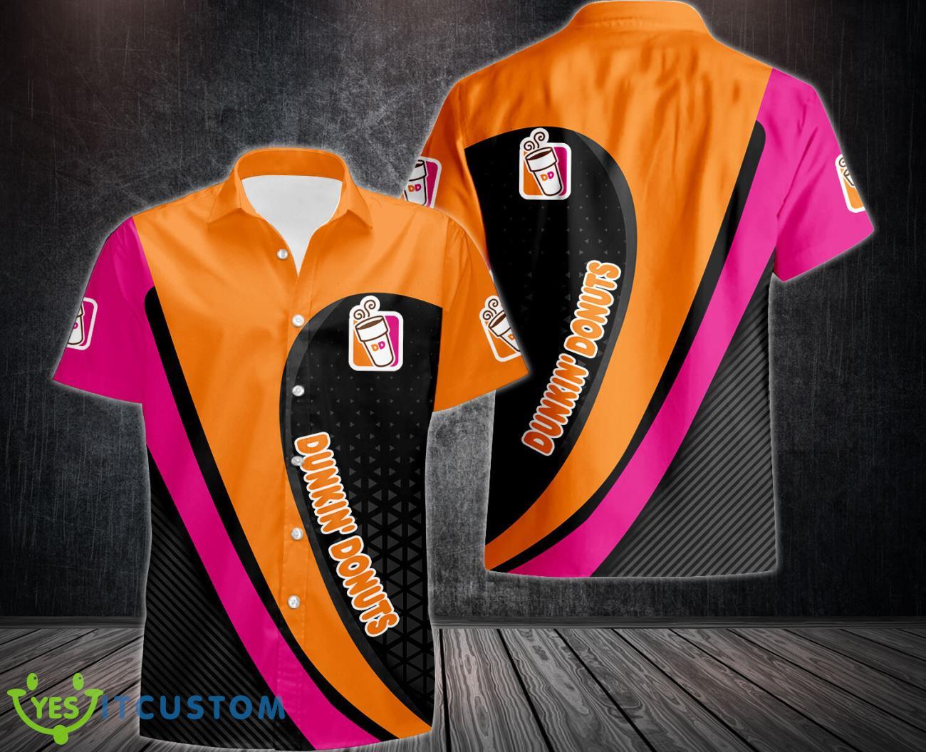 DUNKIN’ DONUTS Short Sleeve Shirt Logo Brand Hawaiian Shirt 2 DUNKIN’ DONUTS Short Sleeve Shirt Logo Brand Hawaiian Shirt Product Photo 1