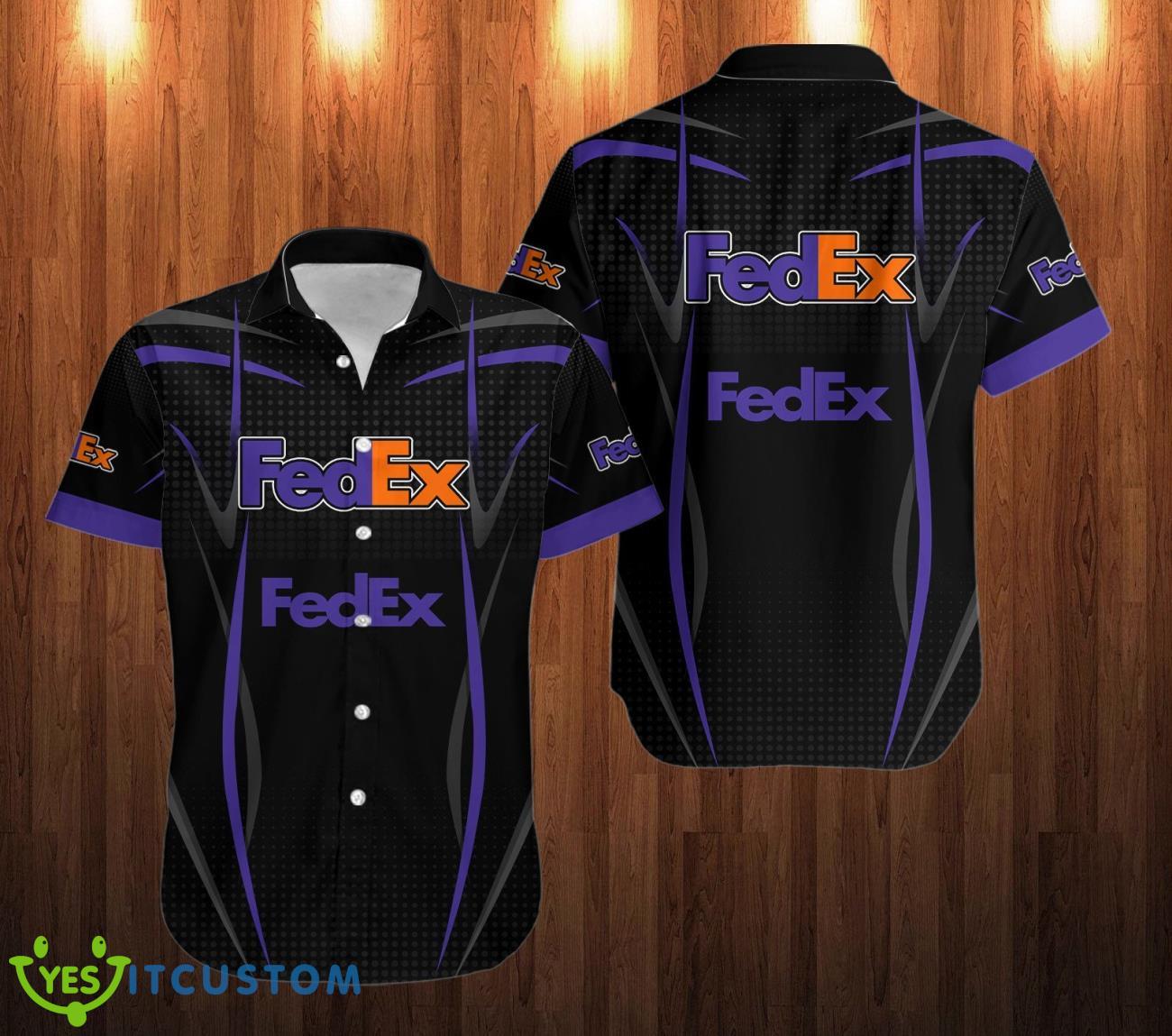 fedex Logo Hawaii Shirt Black Shirt 2 fedex Logo Hawaii Shirt Black Shirt Product Photo 1