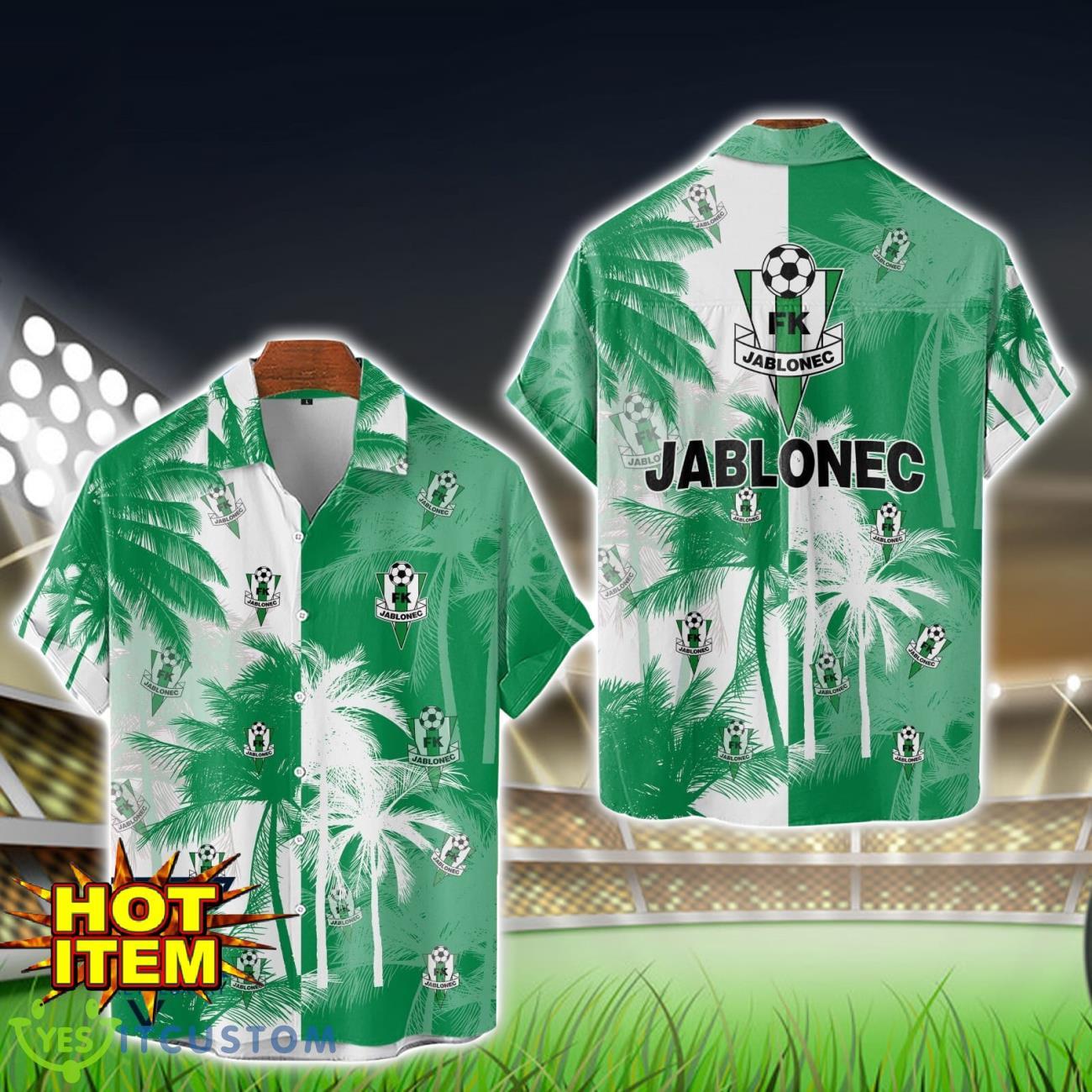 FK Jablonec Hawaii Shirt All Over Printed Logo And Coconut Pattern Hawaiian Shirt 2 FK Jablonec Hawaii Shirt All Over Printed Logo And Coconut Pattern Hawaiian Shirt Product Photo 1