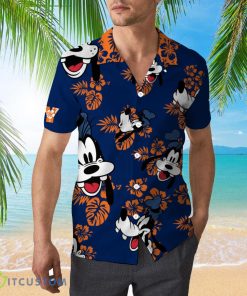 Goofy Dog Logo Head Blue Orange Summer Tropical Disney Hawaiian Shirt Product Photo 2