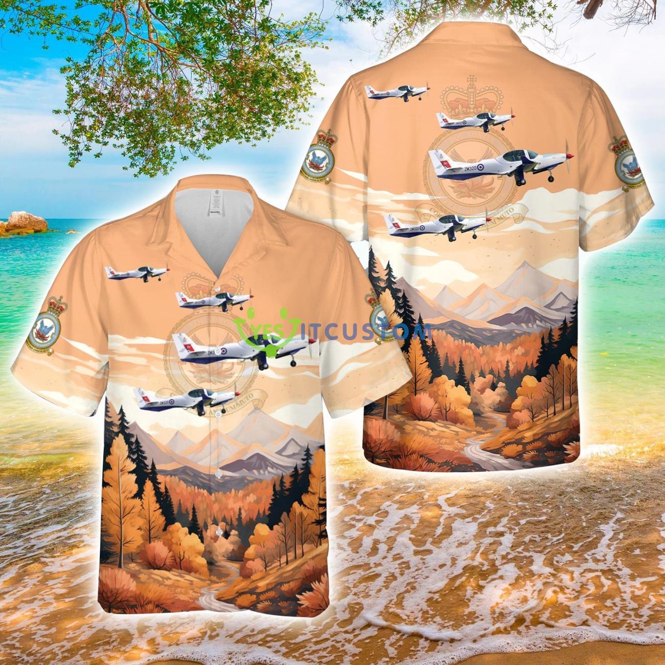 Grob G 120TP 'Prefect' T1 - 57 squadron - RAF AOP Hawaiian Shirt 2 grob g 120tp prefect t1 57 squadron raf aop hawaiian shirt