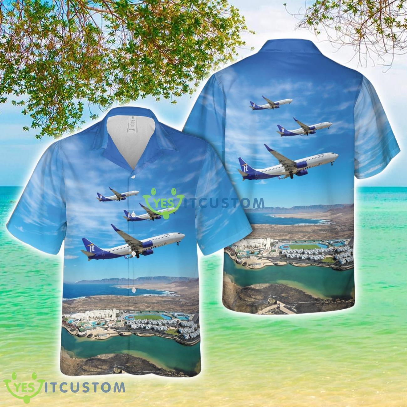 Jettime Air Boeing 737-8U3 AOP Hawaiian Shirt 2 Jettime Air Boeing 737-8U3 AOP Hawaiian Shirt Product Photo 1