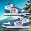 MLB Toronto Blue Jays Custom White Blue Air Jordan Hightop Shoes Product Photo 1