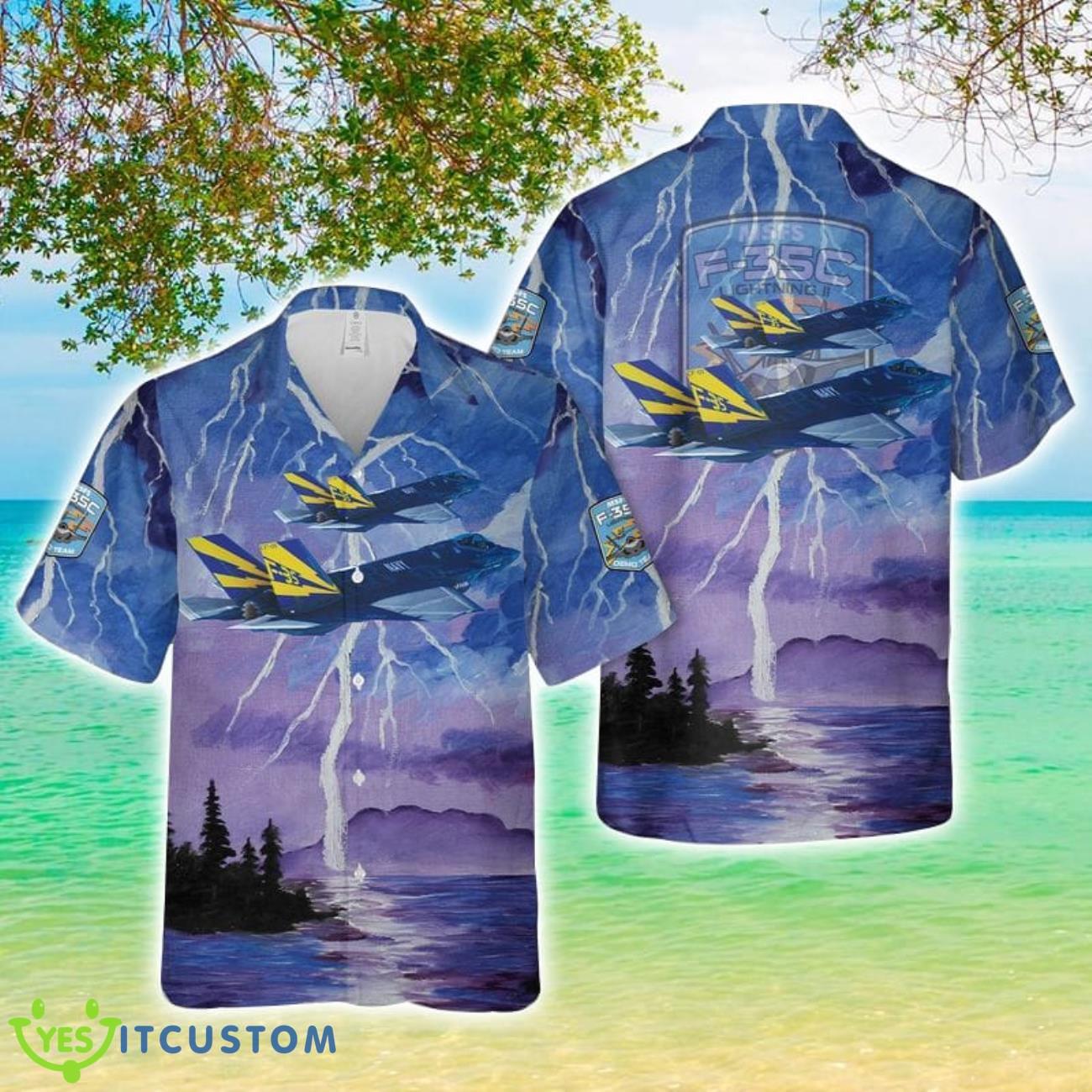 MSFS F35C lightning II Demo Team Hawaiian Shirt 3D Printed Button Shirt 2 MSFS F35C lightning II Demo Team Hawaiian Shirt 3D Printed Button Shirt Product Photo 1