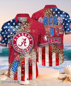 NCAA Alabama Crimson Tide Logo Design Flag America Independence Day Hawaii Shirt Full Over Print Product Photo 1