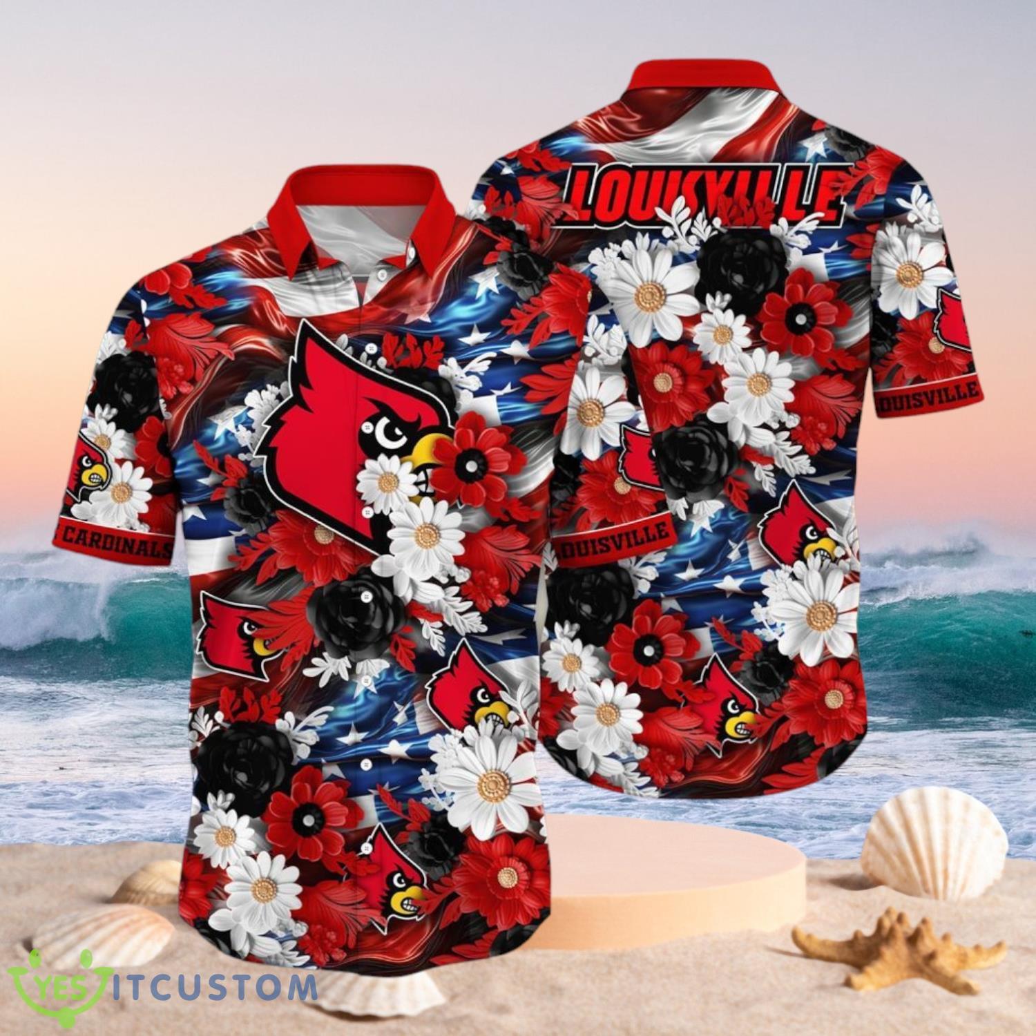 NCAA Louisville Cardinals Design Logo Gift For Fan Independence Day Hawaii Shirt Full Over Print 2 NCAA Louisville Cardinals Design Logo Gift For Fan Independence Day Hawaii Shirt Full Over Print Product Photo 1