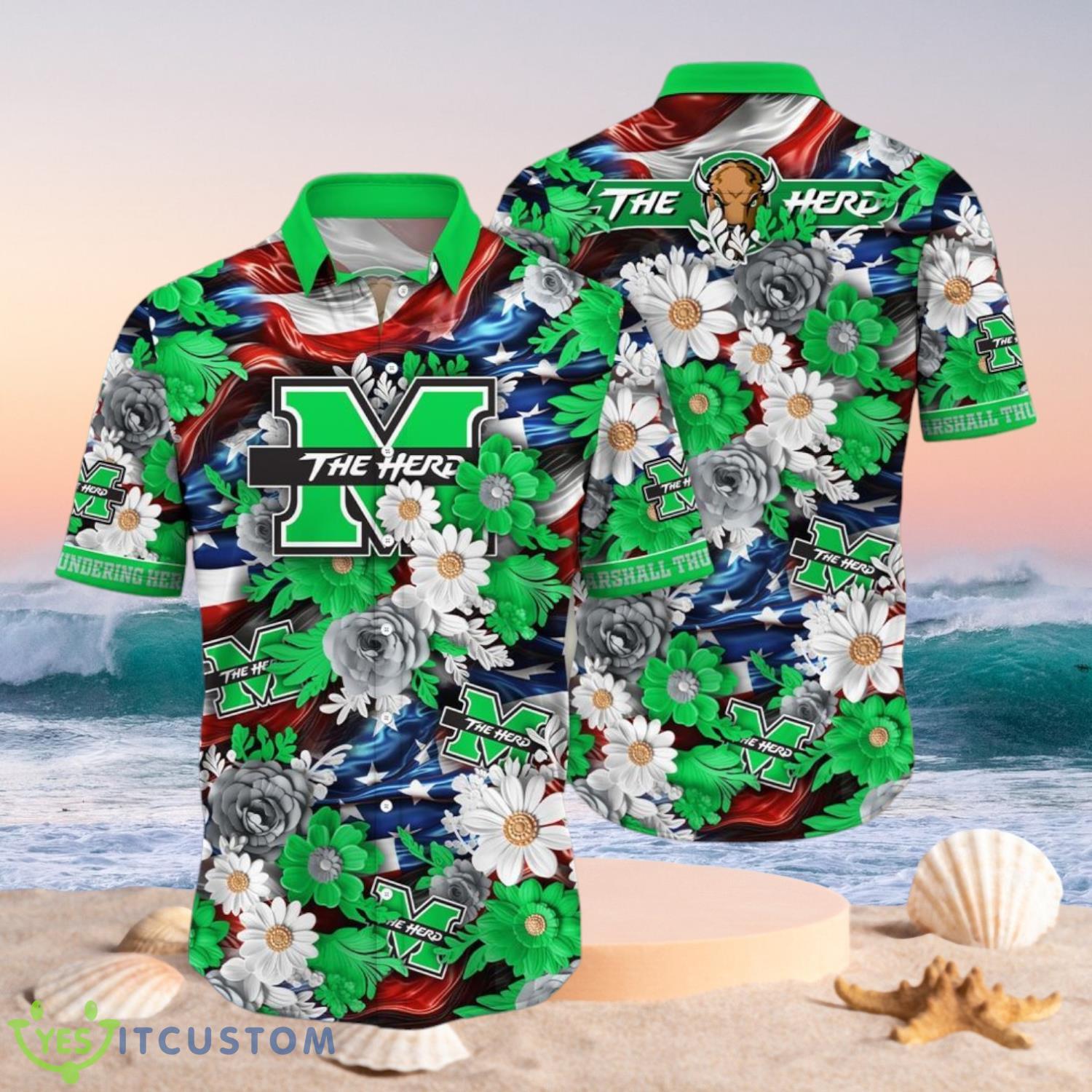 NCAA Marshall Thundering Herd Design Logo Gift For Fan Independence Day Hawaii Shirt Full Over Print 2 NCAA Marshall Thundering Herd Design Logo Gift For Fan Independence Day Hawaii Shirt Full Over Print Product Photo 1