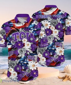 NCAA TCU Horned Frogs Design Logo Gift For Fan Independence Day Hawaii Shirt Full Over Print Product Photo 1