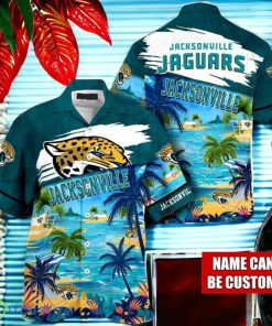 NFL Jacksonville Jaguars Logo Fans Love Custom Your Name Hawaiian Shirt Full Over Print Product Photo 1