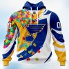 NHL St. Louis Blues Autism Awareness Personalized Name & Number 3D Hoodie New Fashion Product Photo 1