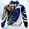 NHL Tampa Bay Lightning Autism Awareness Personalized Name & Number 3D Hoodie New Fashion Product Photo 1