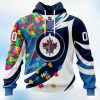 NHL Winnipeg Jets Autism Awareness Personalized Name & Number 3D Hoodie New Fashion Product Photo 1