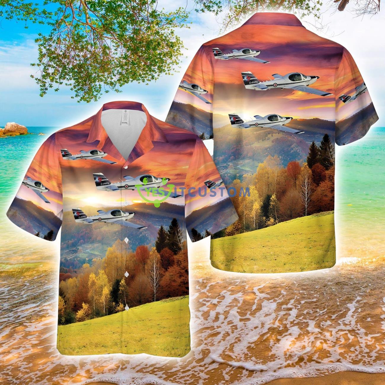 RCAF Grob-G120A AOP Hawaiian Shirt 2 RCAF Grob-G120A AOP Hawaiian Shirt Product Photo 1