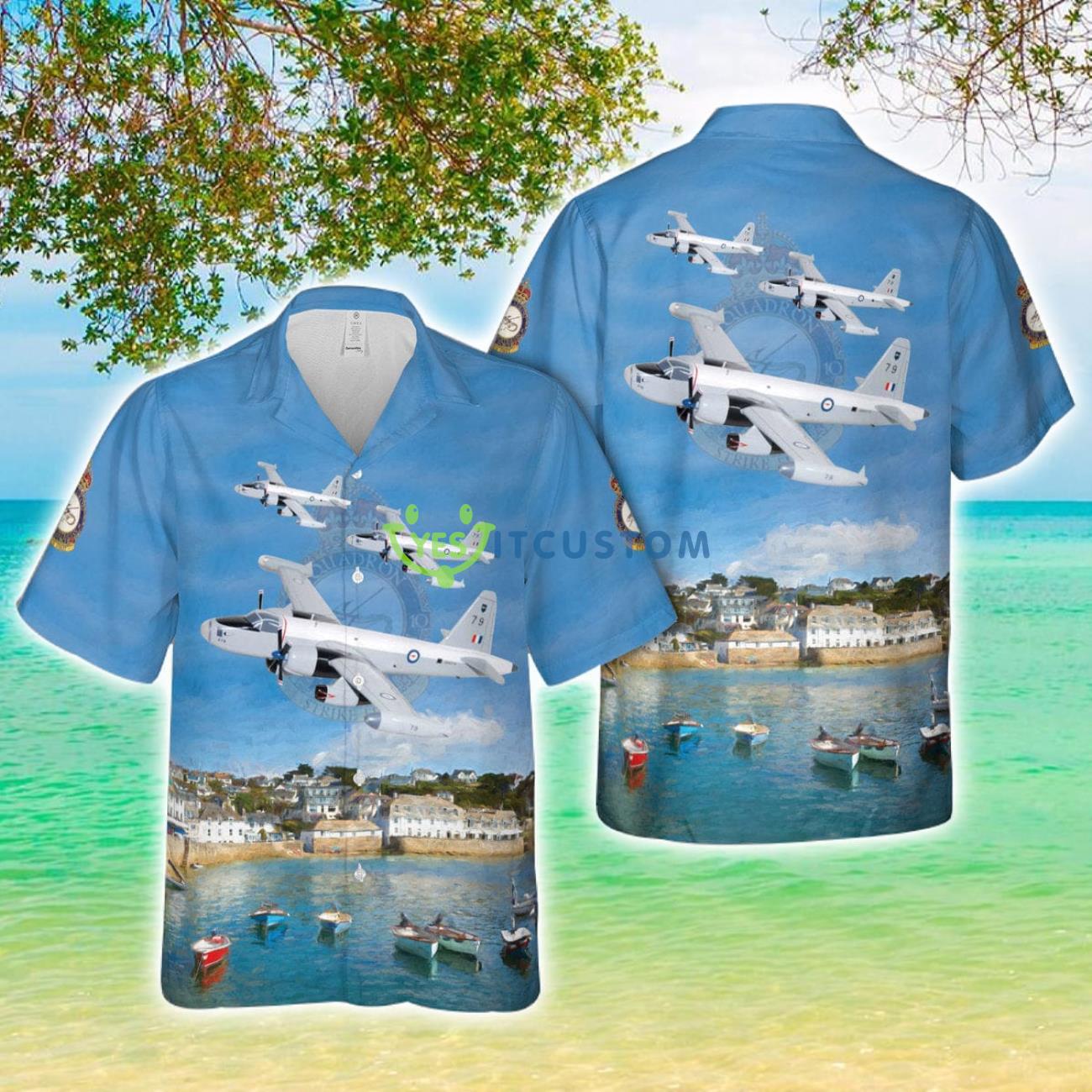 Royal Australian Air Force No. 10 P2V7 Neptune AOP Hawaiian Shirt 2 Royal Australian Air Force No. 10 P2V7 Neptune AOP Hawaiian Shirt Product Photo 1