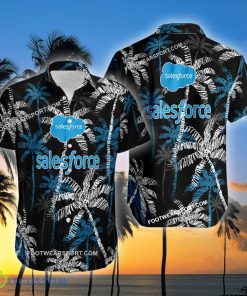 Salesforce Brand Coconut Tree Pattern Black Hawaiian Shirt Gift For Summer - Salesforce Hawaiian Shirt Black Coconut Tree _2