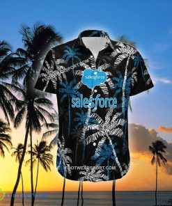 Salesforce Brand Coconut Tree Pattern Black Hawaiian Shirt Gift For Summer - Salesforce Hawaiian Shirt Black Coconut Tree _1