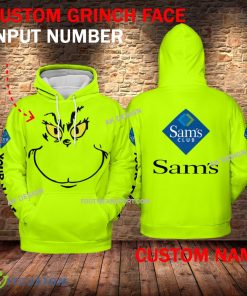 Sam’s Club Grinch Face 3D Hoodie, Sweater Green Brand Full Print Custom Number And Name - Brand Sam’s Club Grinch Face 3D Hoodie