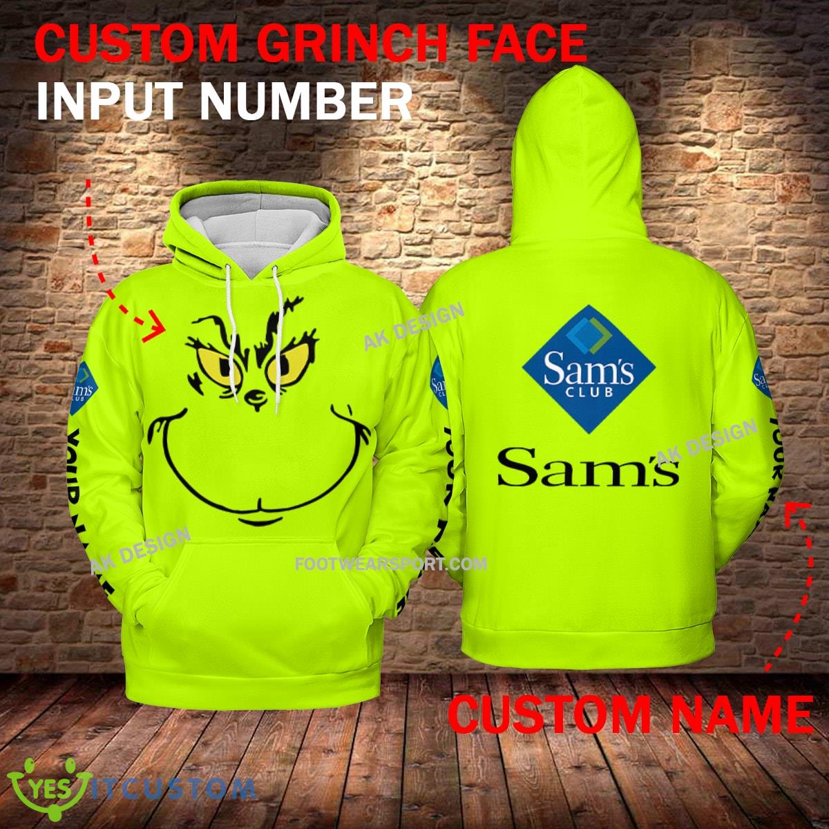 Sam’s Club Grinch Face 3D Hoodie, Sweater Green Brand Full Print Custom Number And Name 16 Sam’s Club Grinch Face 3D Hoodie, Sweater Green Brand Full Print Custom Number And Name - Brand Sam’s Club Grinch Face 3D Hoodie