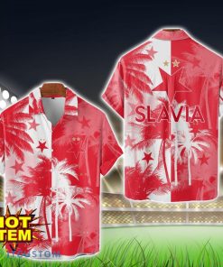 SK Slavia Praha Hawaii Shirt All Over Printed Logo And Coconut Pattern Hawaiian Shirt Product Photo 1