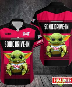 Sonic Drive-In 3D Hawaiian Shirt Baby Yoda WWith Logo Shirt Custom Name Product Photo 1