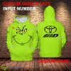 Toyota Initial D Car Racing Grinch Face 3D Hoodie, Zip Hoodie Green AOP Custom Number And Name - Toyota Initial D Car Racing Grinch Face 3D Hoodie