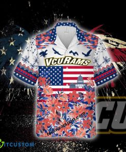 Virginia Commonwealth Rams Independence Day Beach Hawaiian Shirt Custom Name - Virginia Commonwealth Rams Independence Day Hawaiian Shirt Photo 1