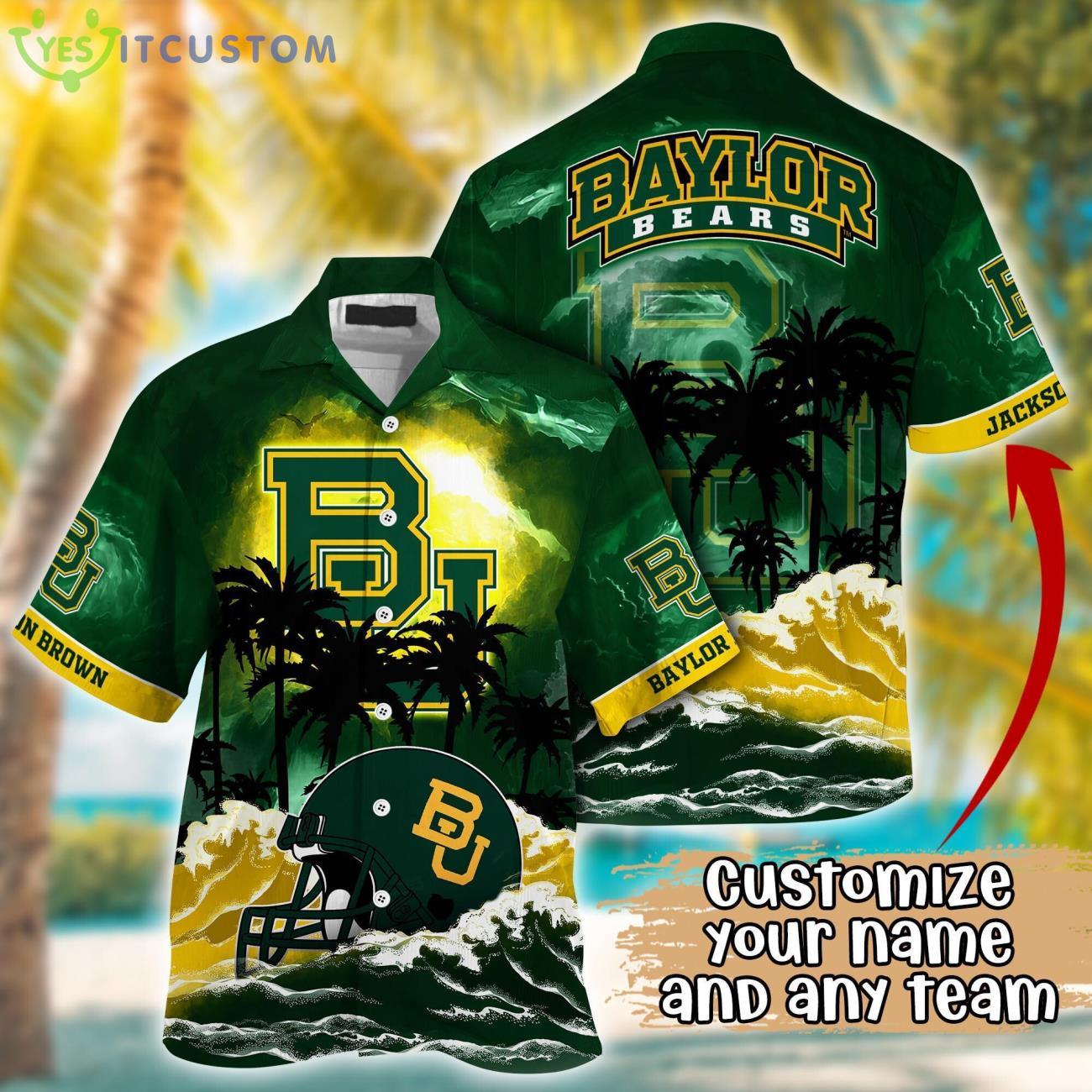 Baylor Bears NCAA Team Logo Custom Name 3D Hawaiian Shirt Gift Ideas 2 Baylor Bears NCAA Team Logo Custom Name 3D Hawaiian Shirt Gift Ideas Product Photo 1