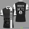 Brooklyn Nets NBA Vertical Team Name Team Logo Background Printed 3D Polo Shirt For Fans Product Photo 1