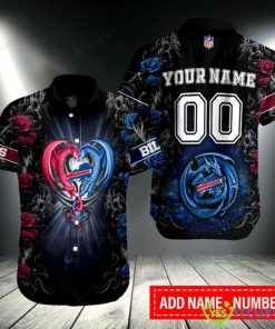 Buffalo Bills Personalized Button Hawaiian Shirt Custom Name And Number Product Photo 1