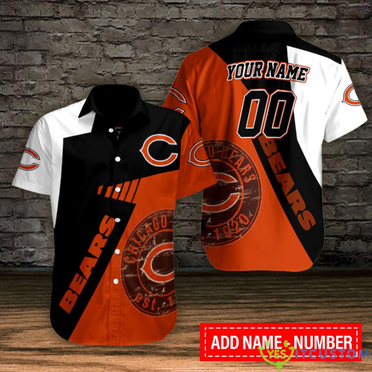 Chicago Bears Personalized Button Hawaiian Shirt Custom Name 2 Chicago Bears Personalized Button Hawaiian Shirt Custom Name Product Photo 1