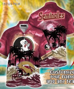 Florida State Seminoles NCAA Team Logo Custom Name 3D Hawaiian Shirt Gift Ideas Product Photo 1