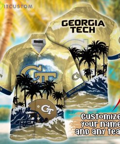 Georgia Tech Yellow Jackets NCAA Team Logo Custom Name 3D Hawaiian Shirt Gift Ideas Product Photo 1