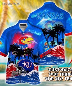 Kansas Jayhawks NCAA Team Logo Custom Name 3D Hawaiian Shirt Gift Ideas Product Photo 1