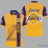 Los Angeles Lakers NBA Vertical Team Name Team Logo Background Printed 3D Polo Shirt For Fans Product Photo 1