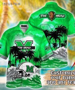 Marshall Thundering Herd NCAA Team Logo Custom Name 3D Hawaiian Shirt Gift Ideas Product Photo 1