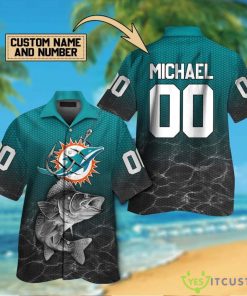 Miami Dolphins Personalized Button Hawaiian Shirt Product Photo 1