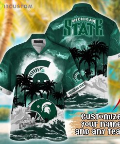 Michigan State Spartans NCAA Team Logo Custom Name 3D Hawaiian Shirt Gift Ideas Product Photo 1