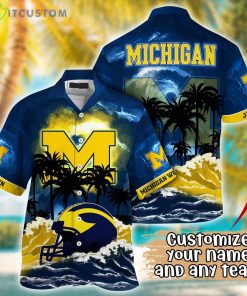 Michigan Wolverines NCAA Team Logo Custom Name 3D Hawaiian Shirt Gift Ideas Product Photo 1
