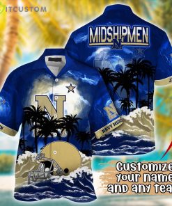 Navy Midshipmen NCAA Team Logo Custom Name 3D Hawaiian Shirt Gift Ideas Product Photo 1