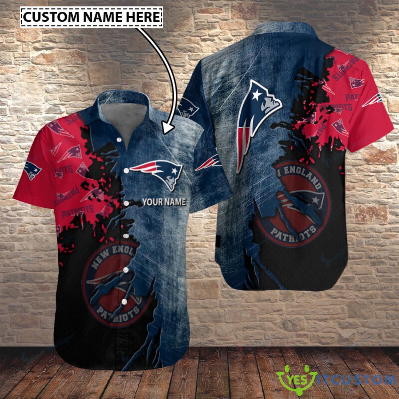 New England Patriots Personalized Name Hawaiian Shirt 2 New England Patriots Personalized Name Hawaiian Shirt Product Photo 1