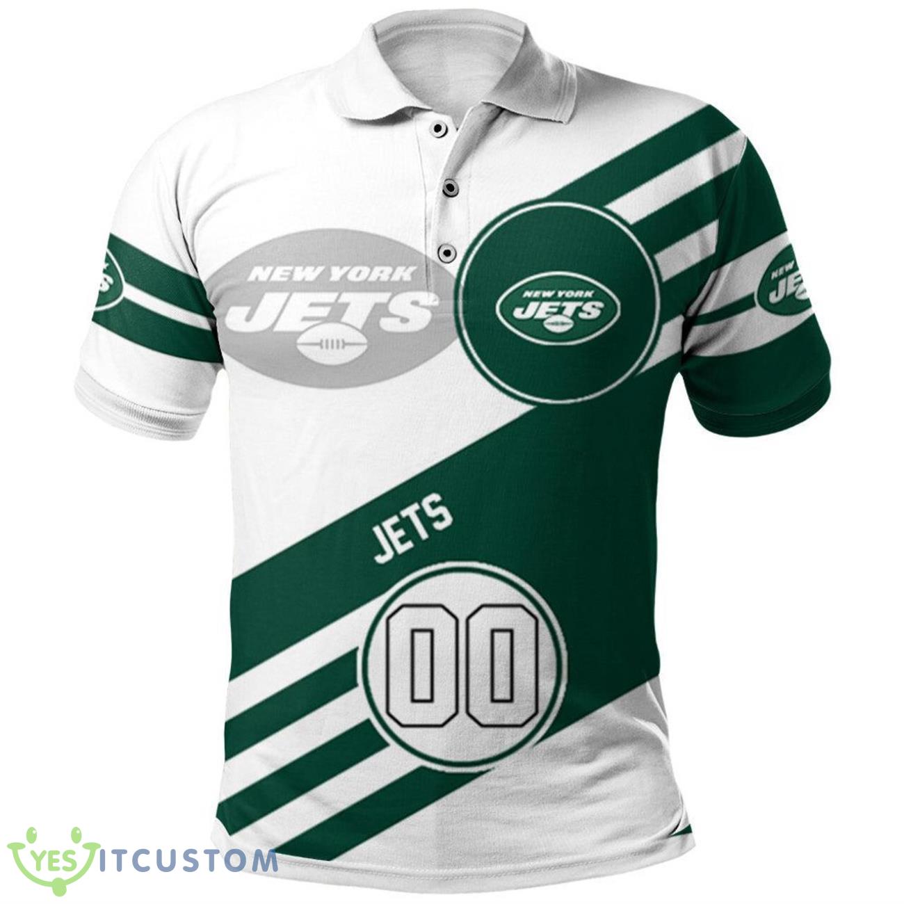 New York Jets Grunge Custom Number 3D Polo Shirt Gift Ideas For Sport Season 5 New York Jets Grunge Custom Number 3D Polo Shirt Gift Ideas For Sport Season Product Photo 1